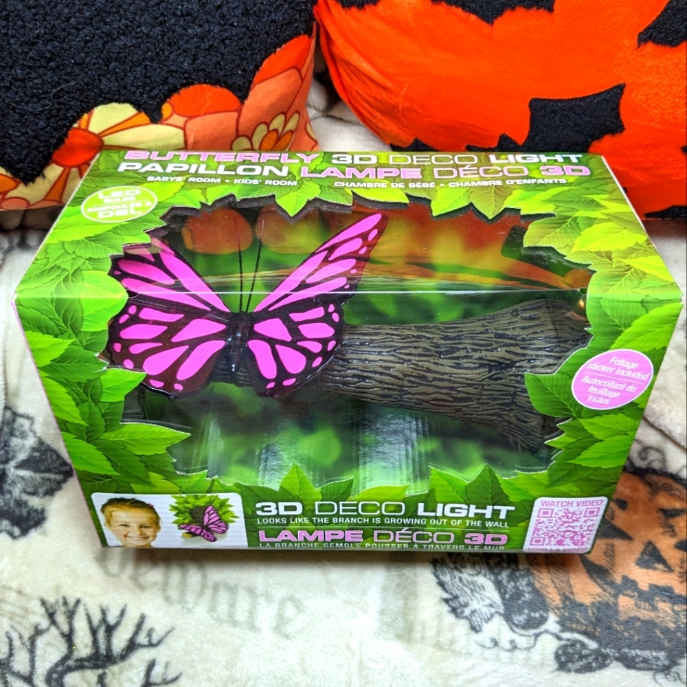 3D Butterfly Deco Light Nightlight Battery Operated, New